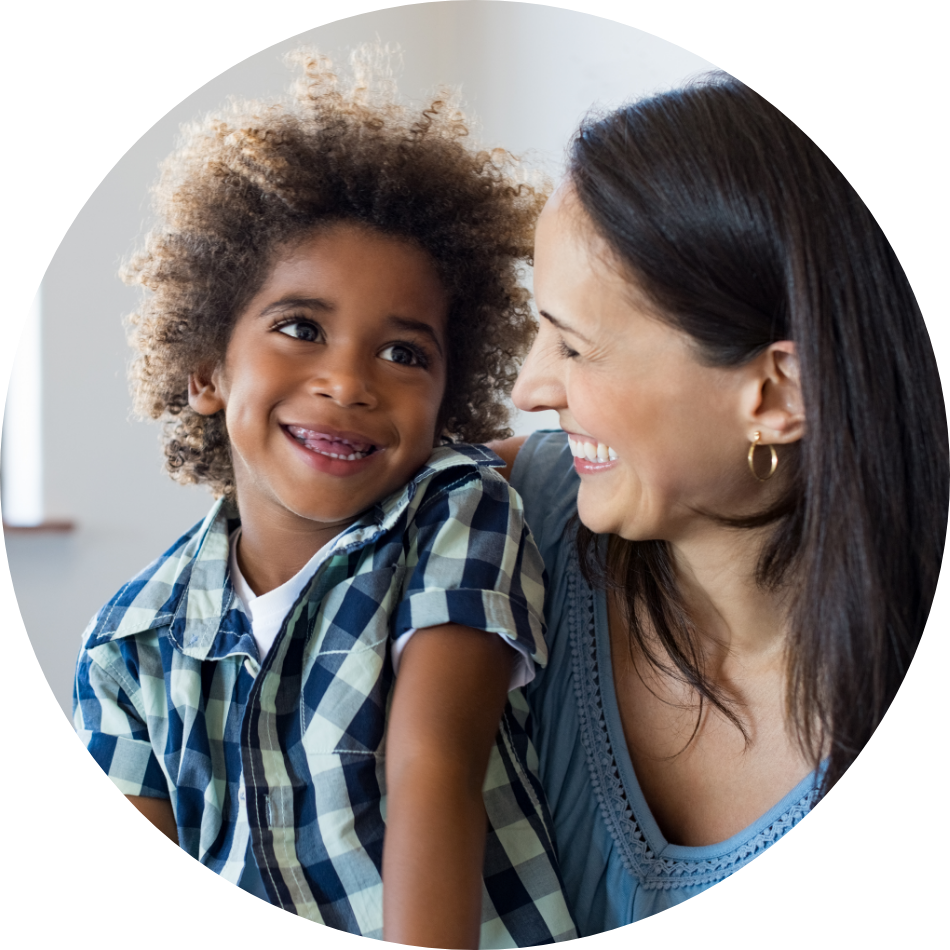 Woman smiling at son