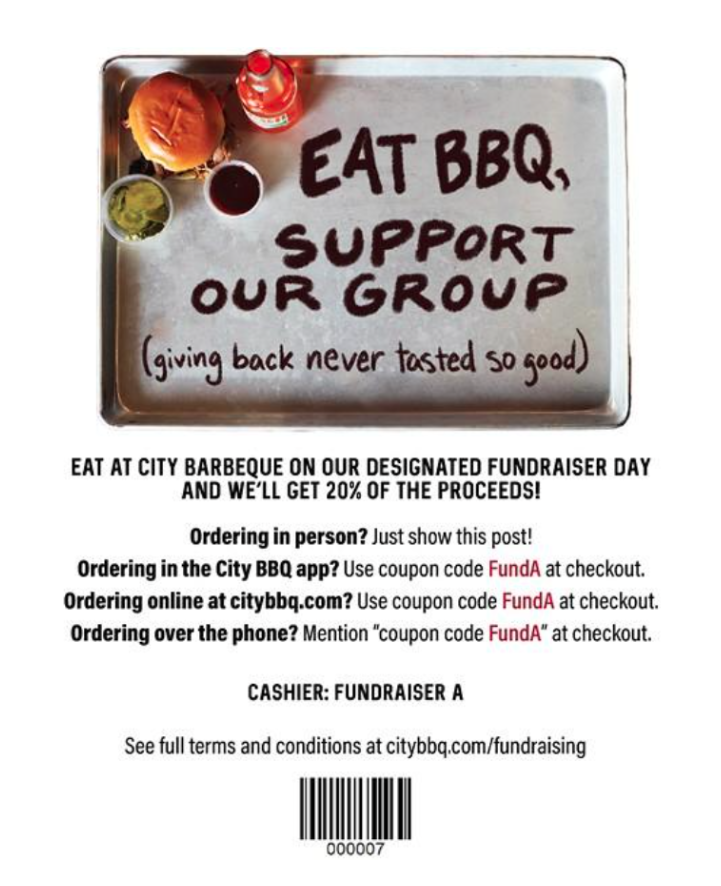 eat bbq support your group